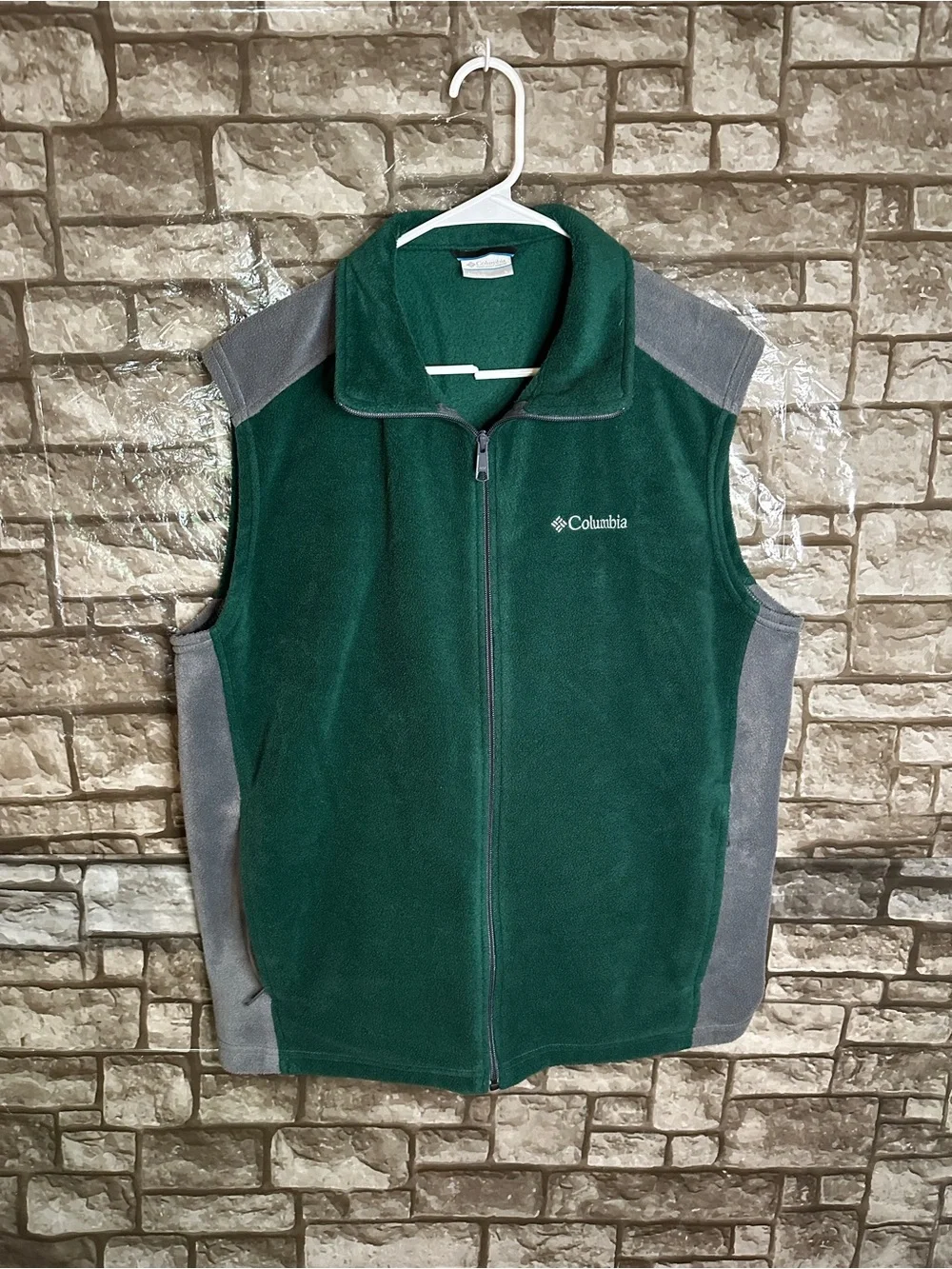 Columbia Forest Green and Gray Fleece Vest Size Large
